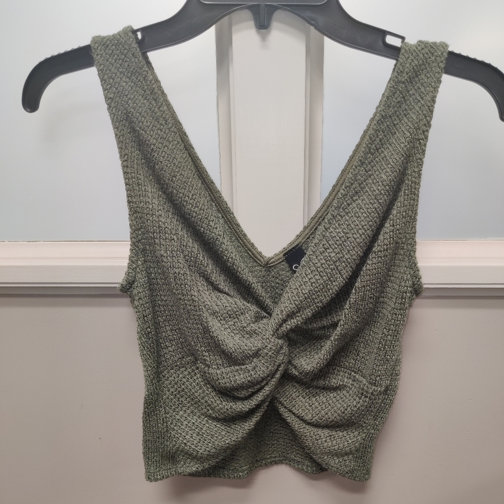 Army green crop top